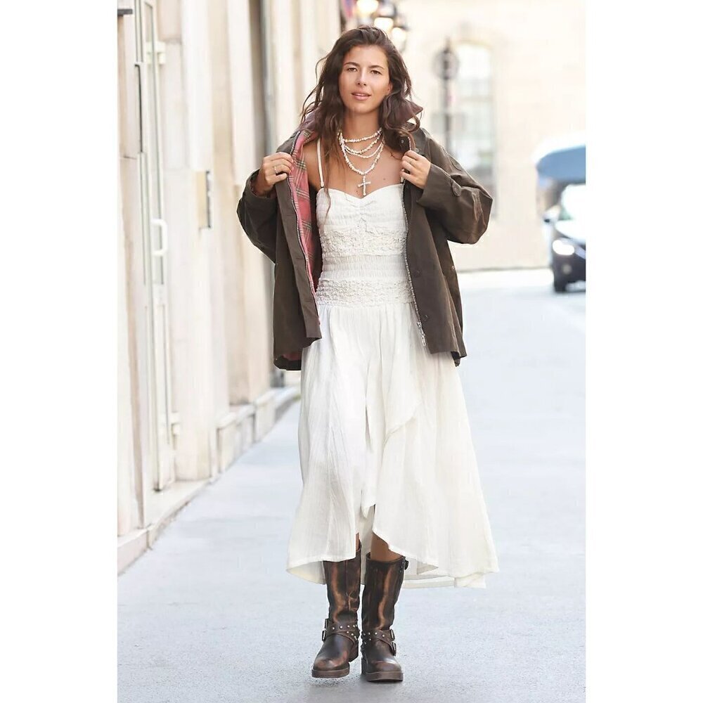 FREE PEOPLE Sparkling Moment Cotton Midi Sundress in Ivory Size Medium